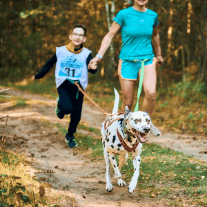 katy dog walking trails and parks - family running with dog in Houston