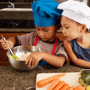 kids baking pet treats in Katy, Texas kitchen