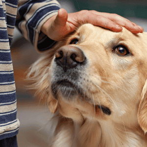 dog walker petting a dog in Katy, Texas