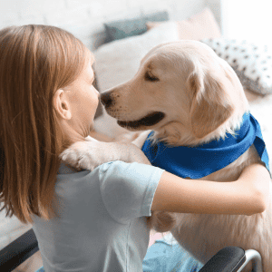 kid with dog in Katy, Texas